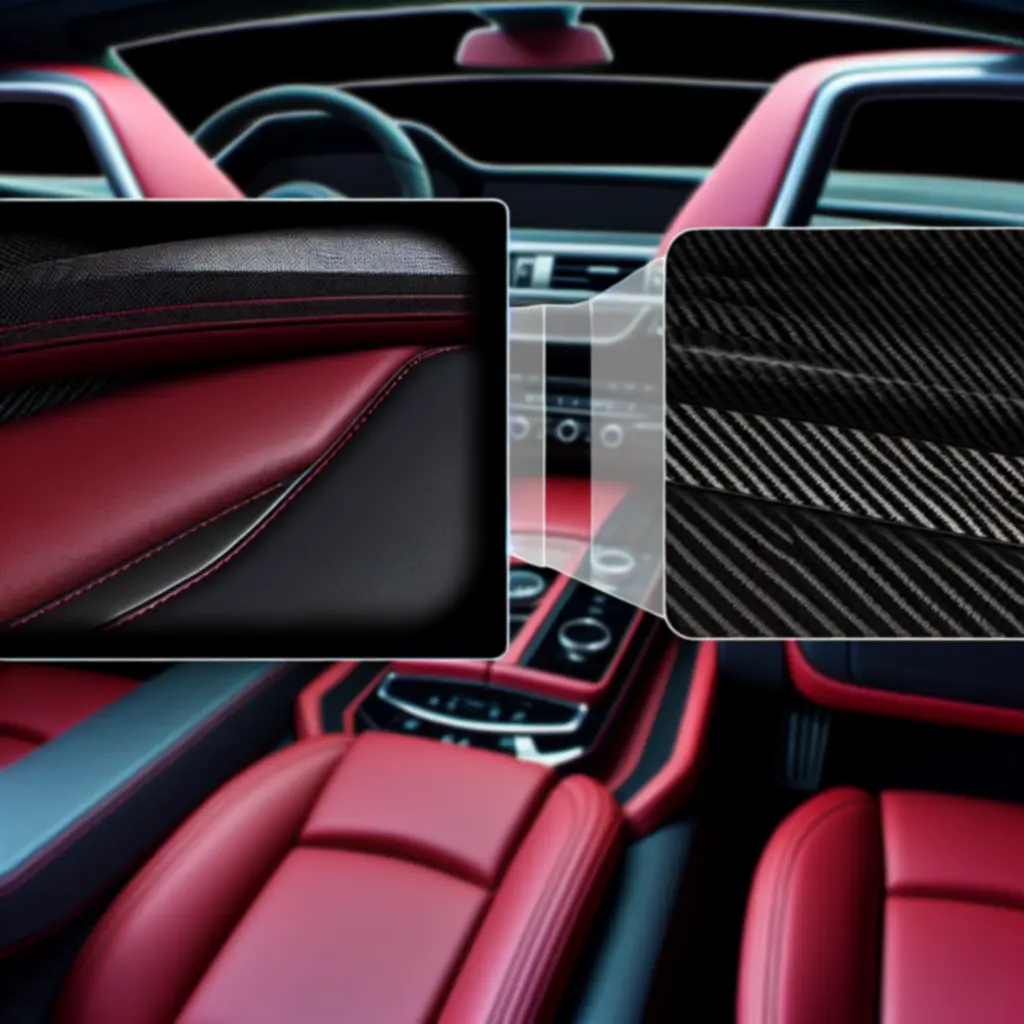 Luksusowe wnętrze samochodu z czerwonymi akcentami