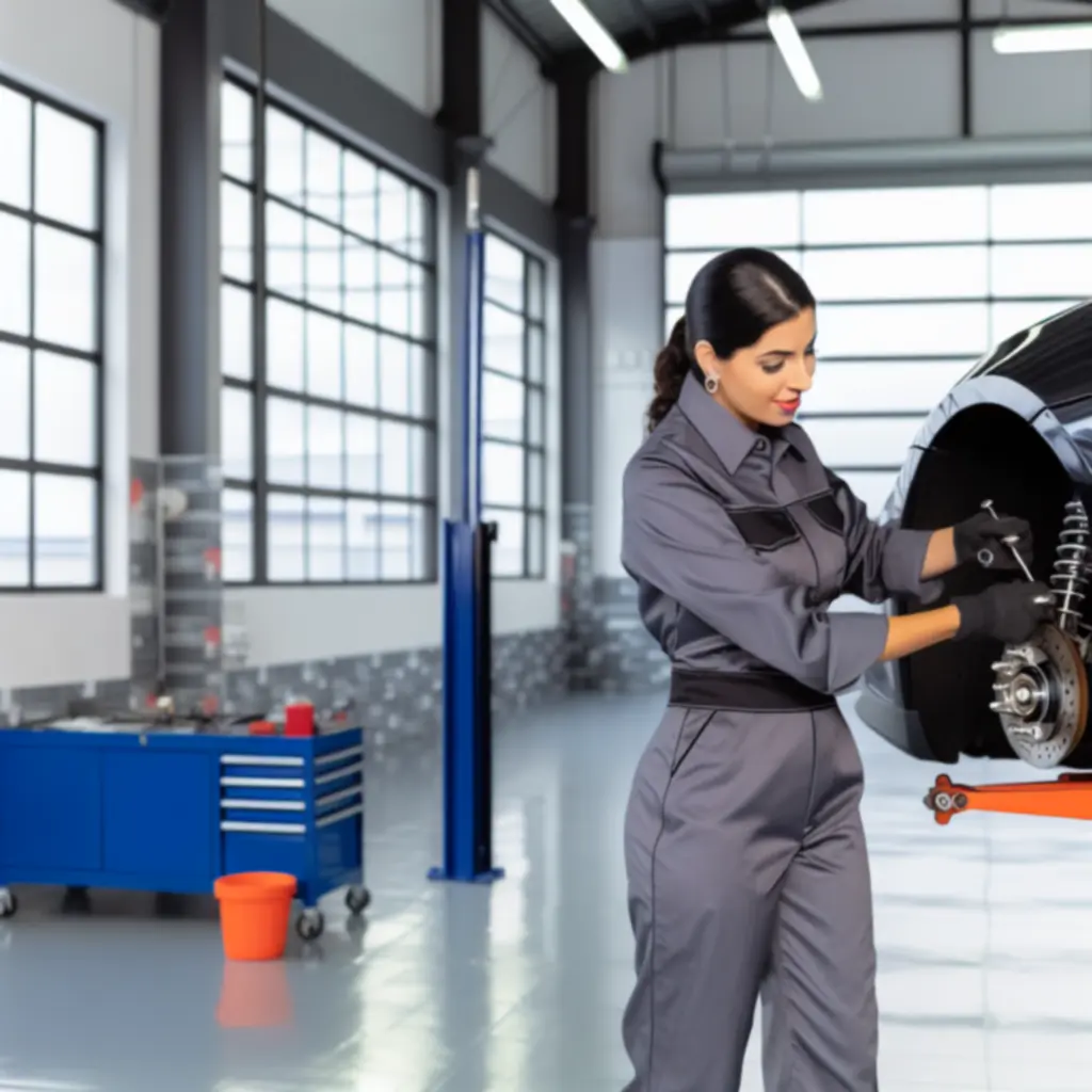 Mechanik pracujący nad zawieszeniem