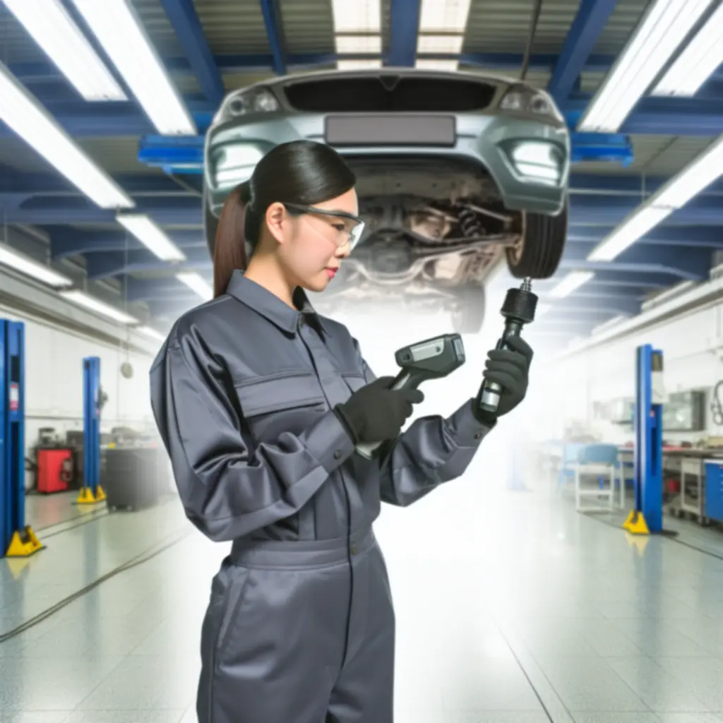 Inspekcja techniczna pojazdu w garażu